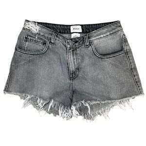 RVCA High Rise Vintage Inspired Cut Off Denim Shorts, Size 27